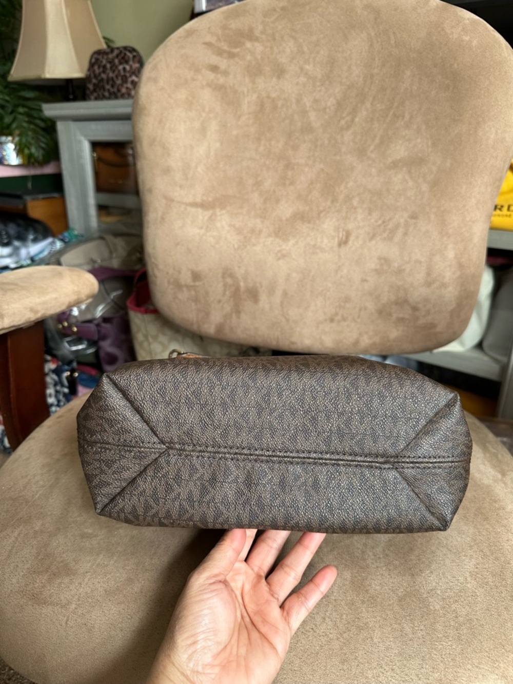 Michael Kors Jet Set Logo Chain Shoulder Bag Brown Coated Canvas Good Condition - Picture 6 of 15